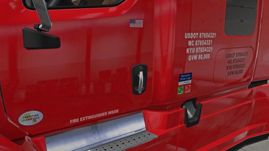 American Truck Simulator mods: The side of a chassis customized by the Stickers and Decal mod.