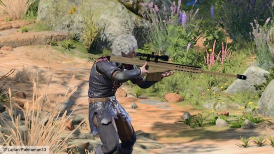 Baldur's Gate 3 mod weapons: Atarion holding a sniper rifle
