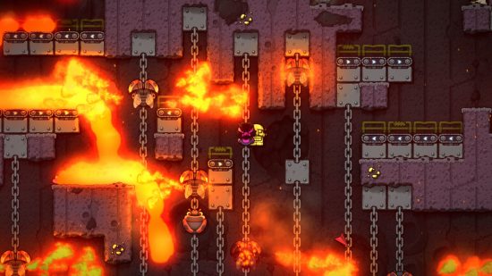 The best offline games: Spelunky 2 sees you traverse underground rooms filled with chains and fire
