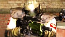 FEAR FPS game sale: A soldier in armor from FPS game FEAR