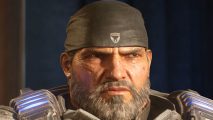 Gears of War Cliff Bleszinski: a picture of Marcus Fenix from Gears of War, with his doorag and gray beard