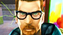 Half-Life remake Black Mesa Classic: A scientist, Gordon Freeman, from Valve FPS game Half-Life