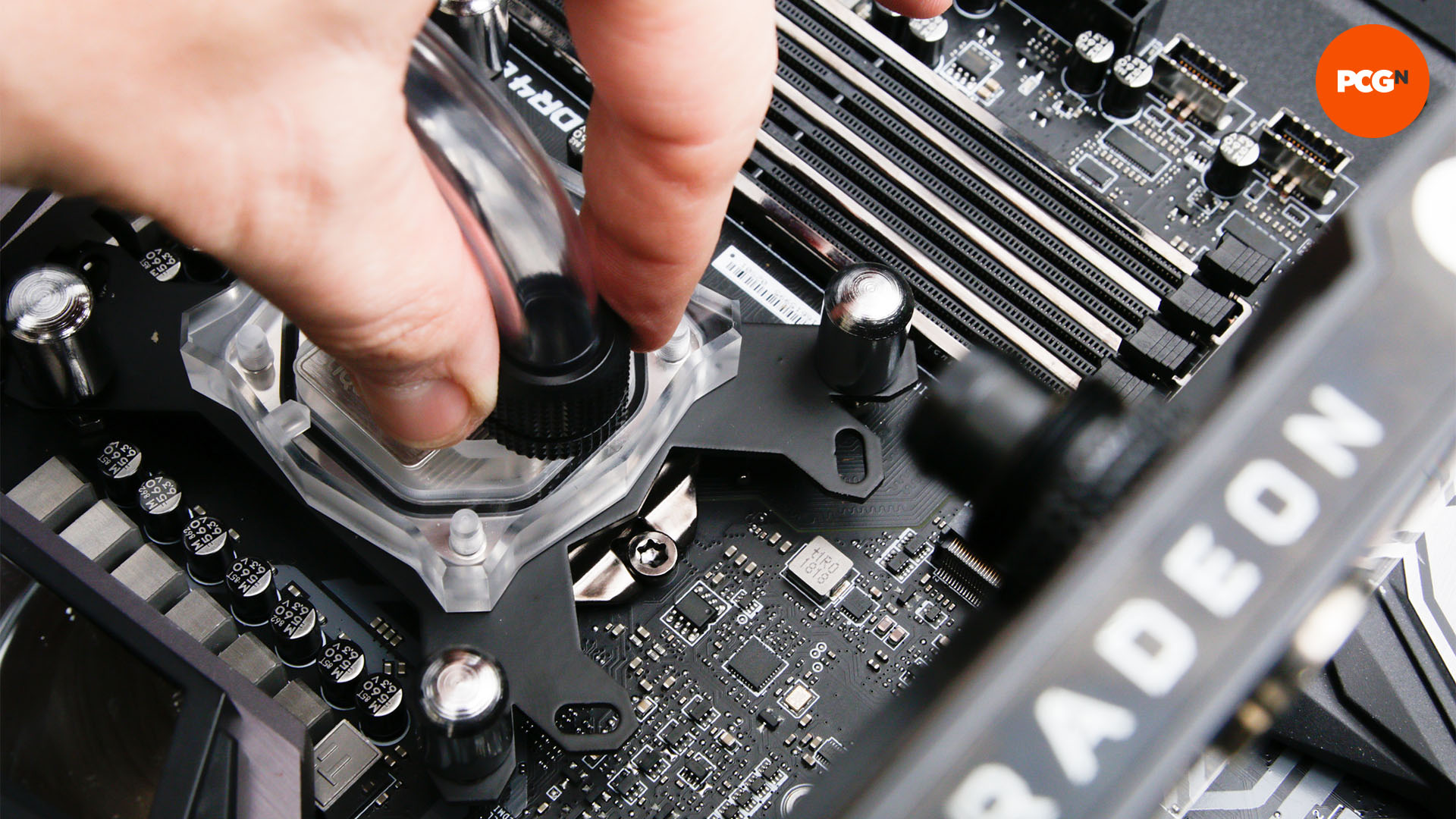 How to water cool your PC: Tighten fitting on CPU waterblock