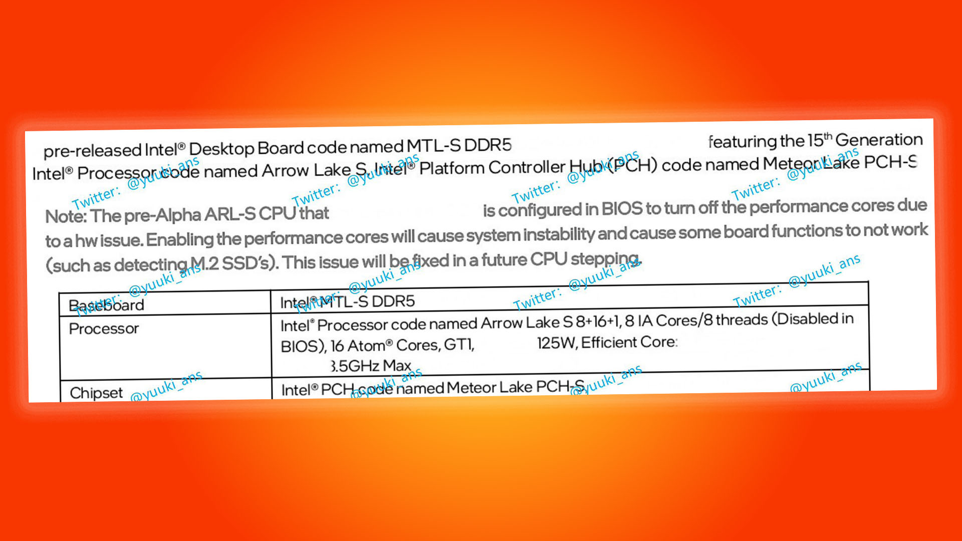 Intel 15th-gen CPU specs leak