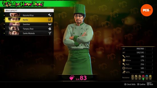 Like a Dragon Infinite Wealth jobs: a man wearing a green chefs outfit.
