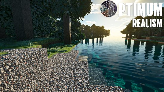 The Optimum Realism Minecraft texture pack, with realistic water, detailed gravel, and other realistic aspects.
