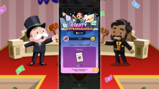 The Monopoly Go Equity Extravaganza event screen.