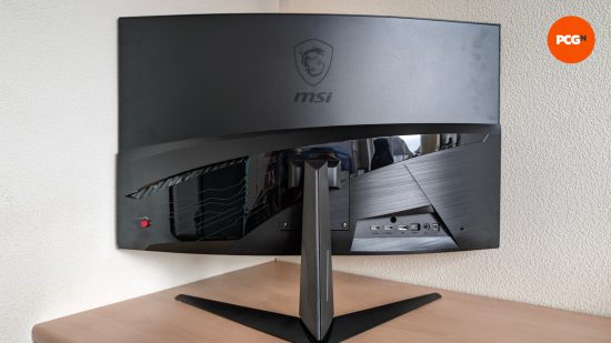 The rear of the MSI G321CU, showcasing its plastic chassis 