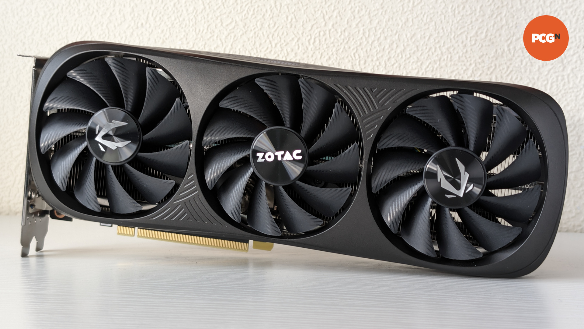 The Nvidia GeForce RTX 4070 Ti Super graphics card against a white background