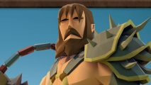 Old School RuneScape HD: a polygonal man with long brown hair and a moustache