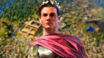 Old World DLC Wonders and Dynasties adds over 100 characters to 4X strategy game - A Roman emperor wearing a laurel crown and a red cape over his armor.