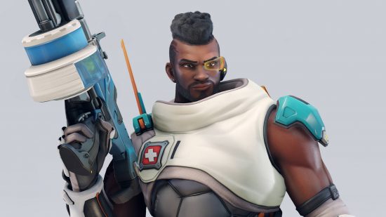 Overwatch 2 tier list: Baptiste has a visor and a big grenade-launcher-like gun.