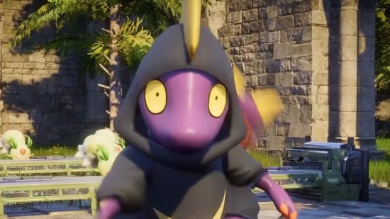 Palworld Nexus Mods statement: a small purple creature in a black hoodie