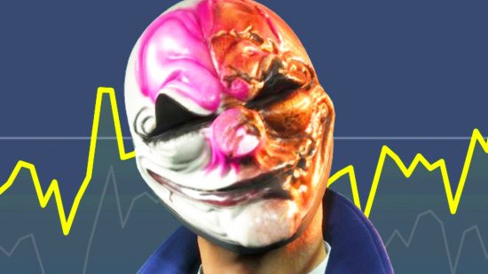 Payday 3 Steam players: A bank robber in a mask from Starbreeze FPS game Payday 3