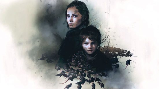 A woman and a child with an image of rats below them.