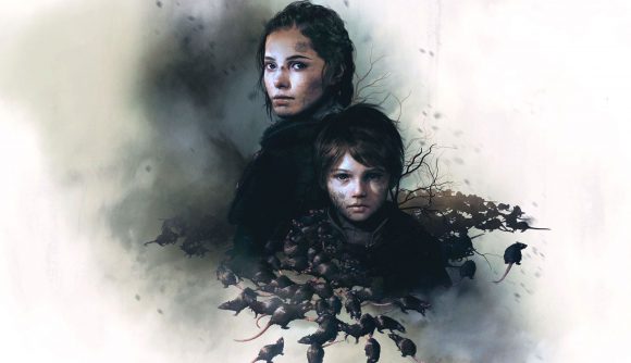 A woman and a child with an image of rats below them.