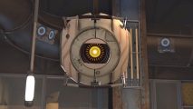 Portal 2 Revolution delay: a sphere with a glowing yellow eye, that looks at you pensively