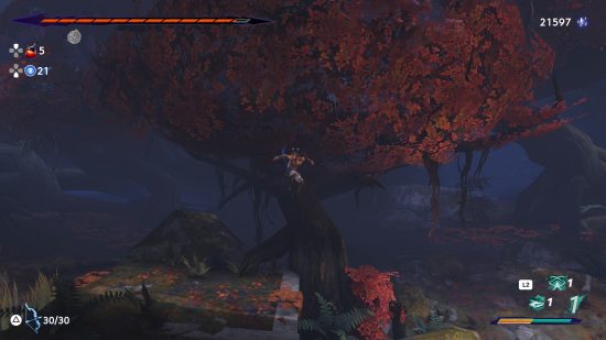 a red tree in the soma tree area of prince of persia