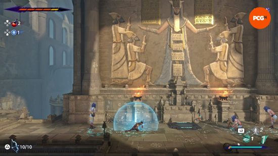 The Prince of Persia The Lost Crown Mystery Chest in the Sacred Archives with the puzzle solution revealed.