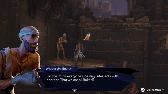 sargon speaking with the moon gatherer in prince of persia