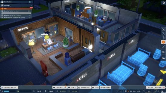 Prison Architect 2 – Neue Büros und Zellen werden mit den mehrstöckigen Grundrissen des 3D-Spiels gebaut.
