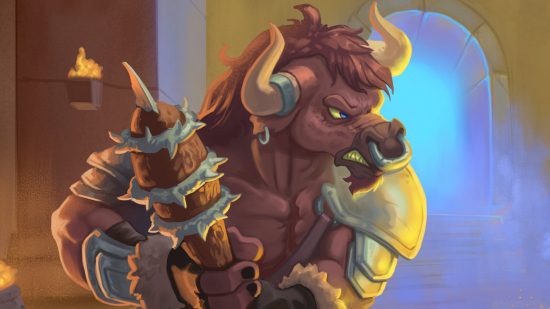 Ravendawn MMO: a cartoon drawing of an angry minotaur holding a spiked club