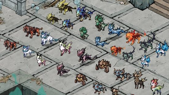 Realm of Ink pet transformations - A lineup of different forms Momo can take in the action roguelike game.