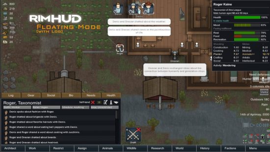 One of the most popular Rimworld mods is RimHUD which upgrades the HUD.