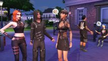 A group of goths standing around in The Sims 4