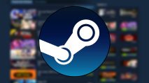 Steam changes rules on AI content as Valve asks players to report "illegal content" - The Steam logo over the top of a blurred image of the storefront.