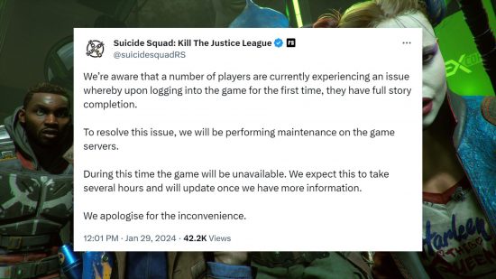 Suicide Squad Kill The Justice League servers down: a tweet about SSKTJL servers