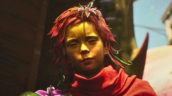 Why is Poison Ivy a kid in Suicide Squad? The red-haired, yellow-skinned child is adorned with flowers
