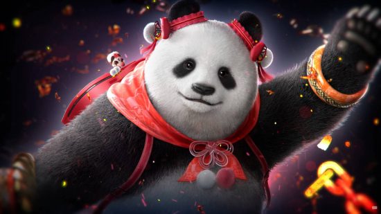 Tekken 8 characters: Panda is wearing a scarf and ear muffs.