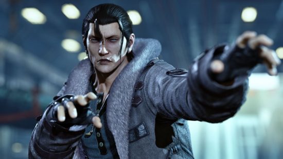Tekken 8 roster: Sergei Dragunov standing with his arms stretched as he looks to grapple his opponent