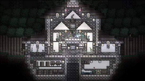 Terraria mods: Link from Legend of Zelda sits inside of a two-dimensional house.
