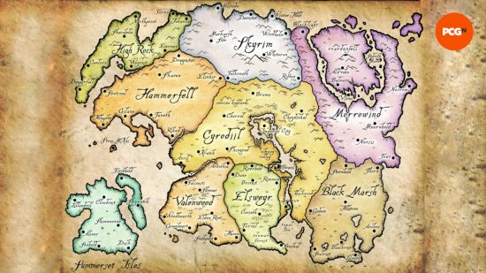 The Elder Scrolls 6 map - a rendition of the entire Elder Scrolls world map.