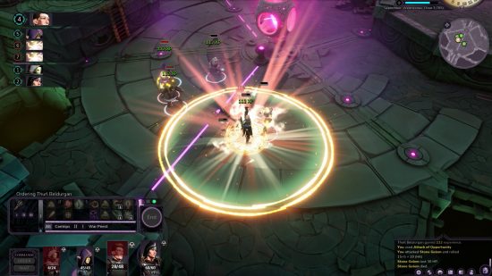 Unforetold: Witchstone-Gameplay – Ein Charakter führt einen großen kreisförmigen Explosionsangriff aus, der den Gegnern um ihn herum Schaden zufügt.