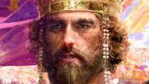 A new Age of Empires game is coming, but for mobile - A man with a beard wearing a golden crown.