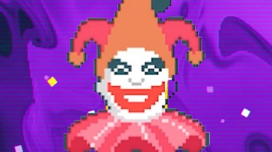 A pixelated joker from the roguelike game Balatro.