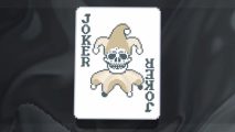 Balatro success Steam: a Joker playing card on a grey background with a jester skull on the card