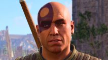 Baldur's Gate 3 threats and toxicity: Minsc from BG3, who has a bald head and purple circular tattoo over his right eye