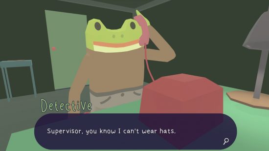 Best detective games: the Frog Detective answering a phone call.
