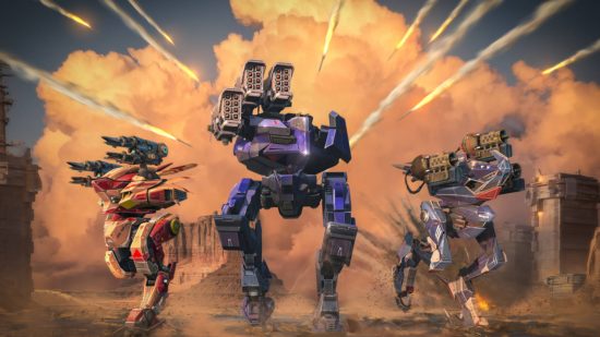 Best laptop games: War Robots. Image shows a group of robots on the battlefield.