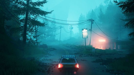 The best offline games: Pacific Drive lets you take control of a car driving through the blue-grey exclusion zone