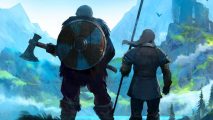 Two Vikings strike out into the great outdoors in Valheim, one of the best survival games..