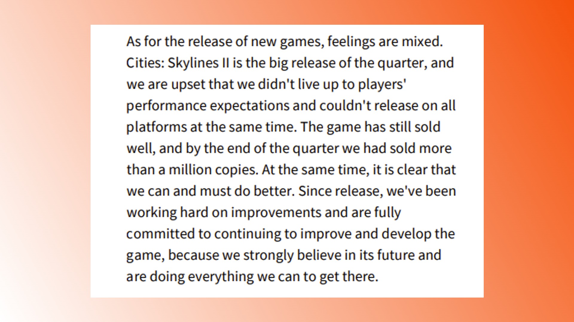 Cities Skylines 2 Paradox statement: A statement from strategy game and Cities Skylines 2 publisher Paradox