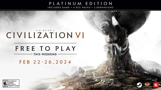 Civilization 6 Platinum Edition free weekend - Firaxis announces the free-to-play period for February 22-26, 2024.