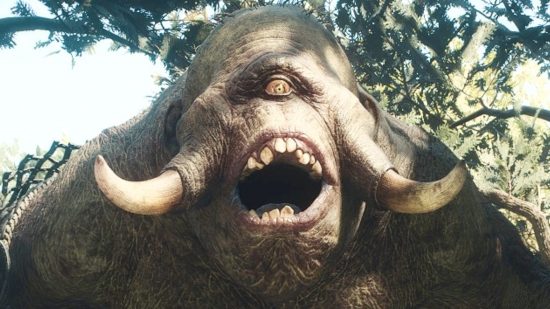 A close up of the one-eyed Cyclops, one of the Dragon's Dogma 2 enemies.