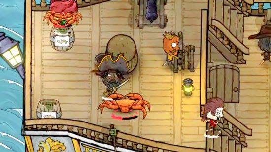 Don't Starve inspired pirate game out now on Steam: Pirates fight huge crabs in Cursed Crew.