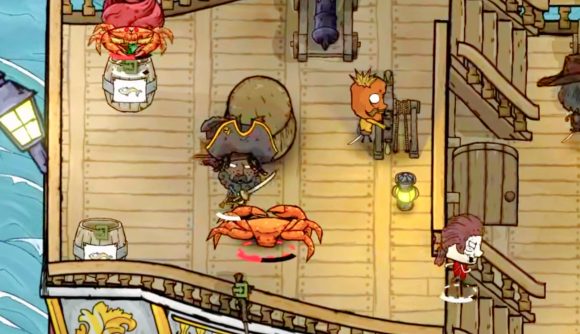 Don't Starve inspired pirate game out now on Steam: Pirates fight huge crabs in Cursed Crew.